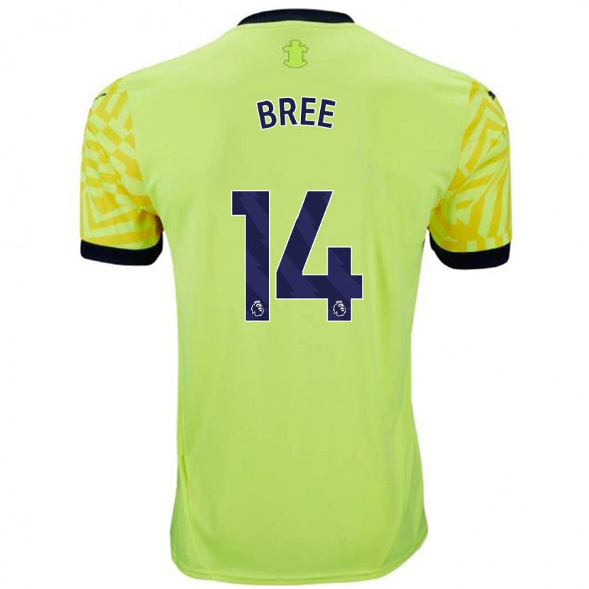 Danxen Enfant Maillot James Bree #14 Jaune Tenues Extérieur 2024/25 T-Shirt