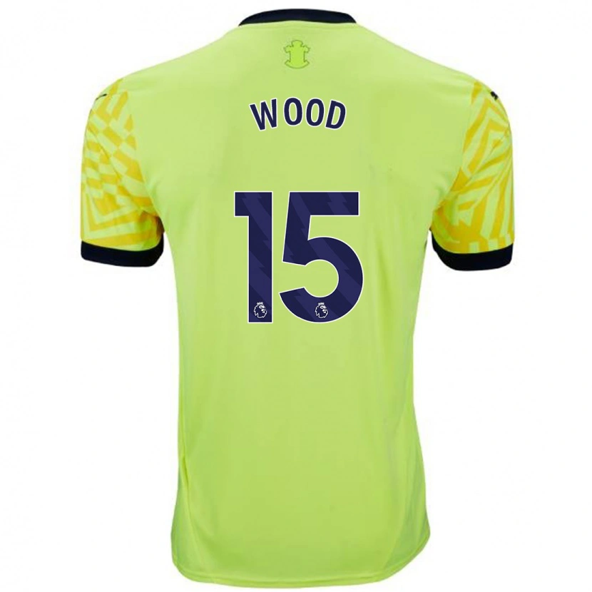 Danxen Enfant Maillot Nathan Wood #15 Jaune Tenues Extérieur 2024/25 T-Shirt