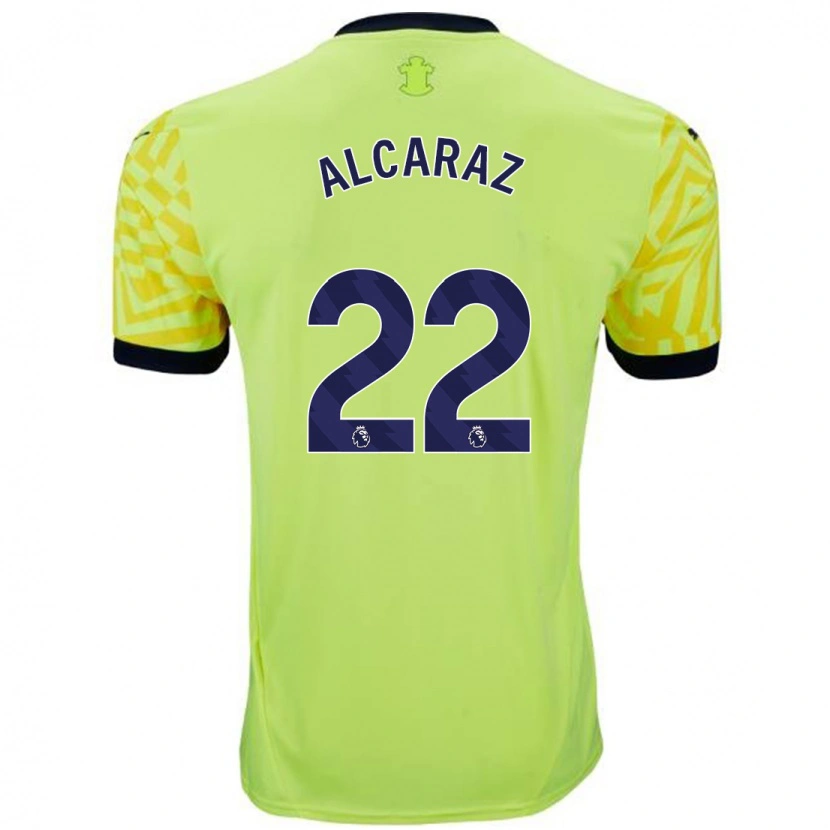 Danxen Enfant Maillot Carlos Alcaraz #22 Jaune Tenues Extérieur 2024/25 T-Shirt