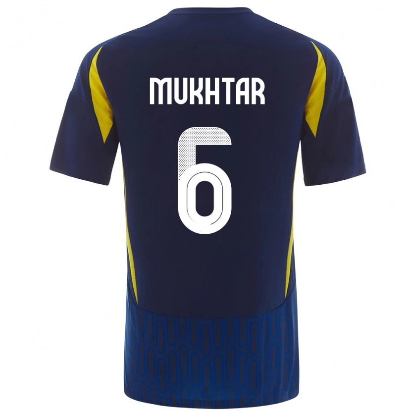 Danxen Enfant Maillot Mukhtar Ali #6 Bleu Jaune Tenues Extérieur 2024/25 T-Shirt