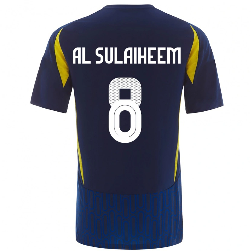 Danxen Enfant Maillot Abdulmajeed Al-Sulayhim #8 Bleu Jaune Tenues Extérieur 2024/25 T-Shirt