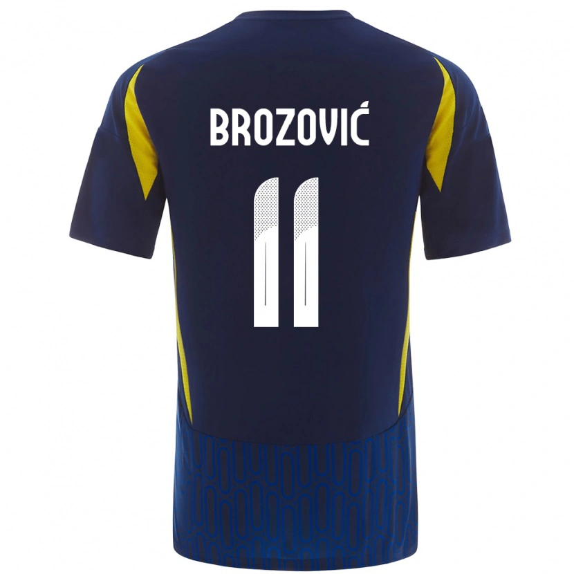 Danxen Enfant Maillot Marcelo Brozovic #11 Bleu Jaune Tenues Extérieur 2024/25 T-Shirt