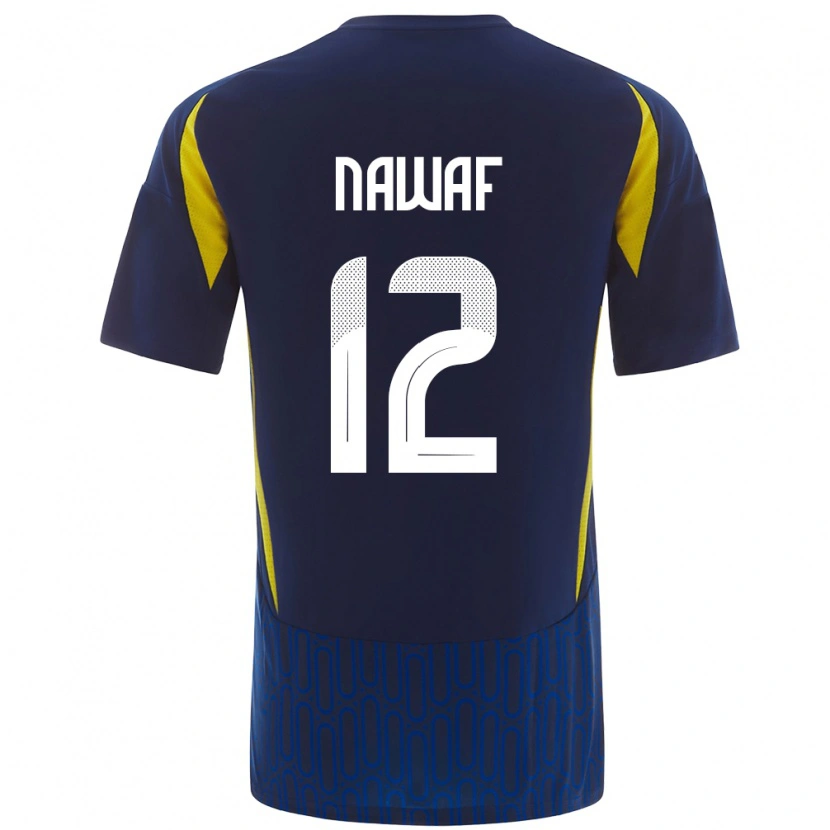 Danxen Enfant Maillot Nawaf Al-Boushal #12 Bleu Jaune Tenues Extérieur 2024/25 T-Shirt