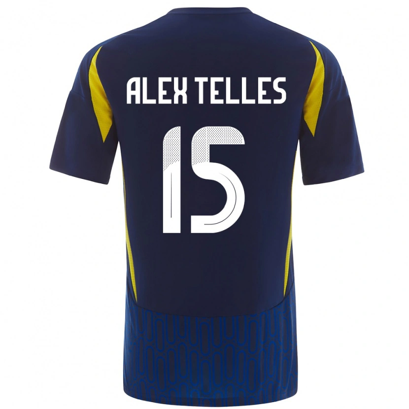 Danxen Enfant Maillot Alex Telles #15 Bleu Jaune Tenues Extérieur 2024/25 T-Shirt