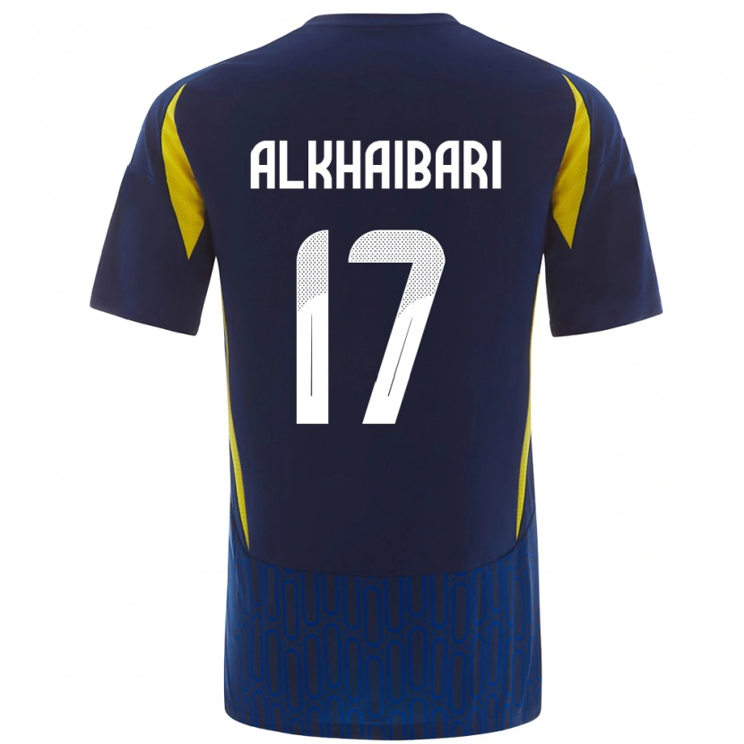 Danxen Enfant Maillot Abdullah Al-Khaibari #17 Bleu Jaune Tenues Extérieur 2024/25 T-Shirt