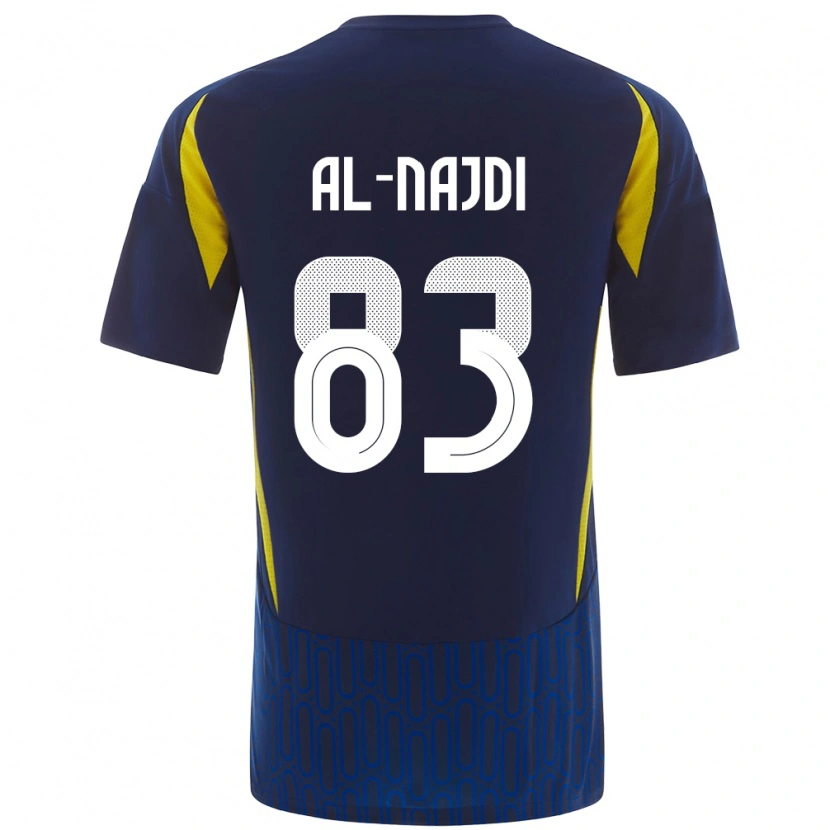 Danxen Enfant Maillot Salem Al-Najdi #83 Bleu Jaune Tenues Extérieur 2024/25 T-Shirt