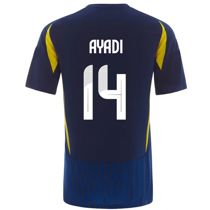 Danxen Enfant Maillot Ghada Ayadi #14 Bleu Jaune Tenues Extérieur 2024/25 T-Shirt