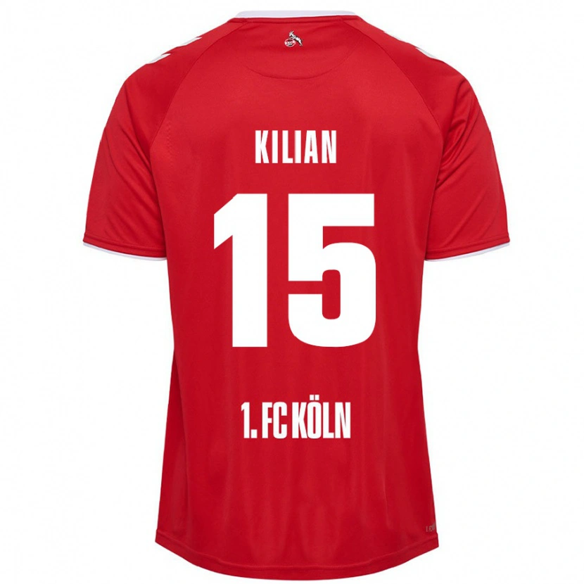 Danxen Enfant Maillot Luca Kilian #15 Rouge Blanc Tenues Extérieur 2024/25 T-Shirt