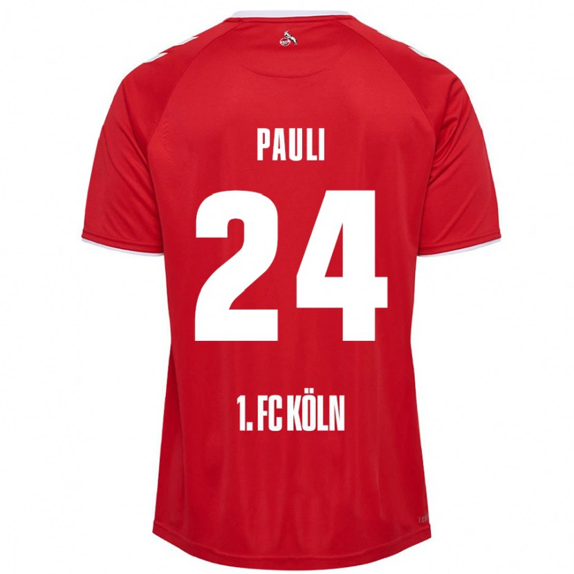 Danxen Enfant Maillot Julian Pauli #24 Rouge Blanc Tenues Extérieur 2024/25 T-Shirt