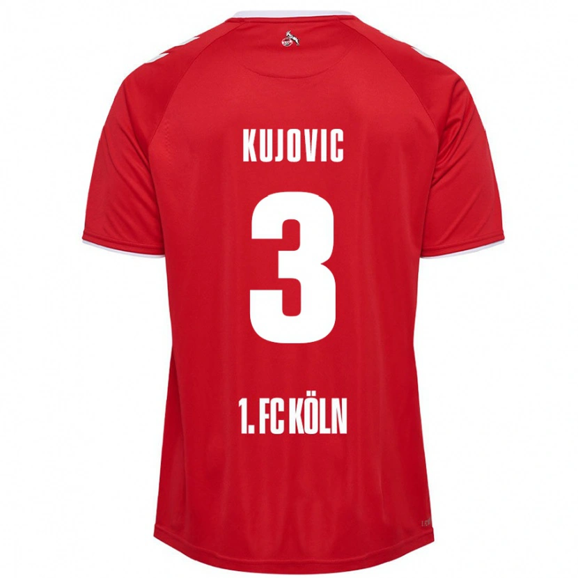 Danxen Enfant Maillot Emin Kujovic #3 Rouge Blanc Tenues Extérieur 2024/25 T-Shirt