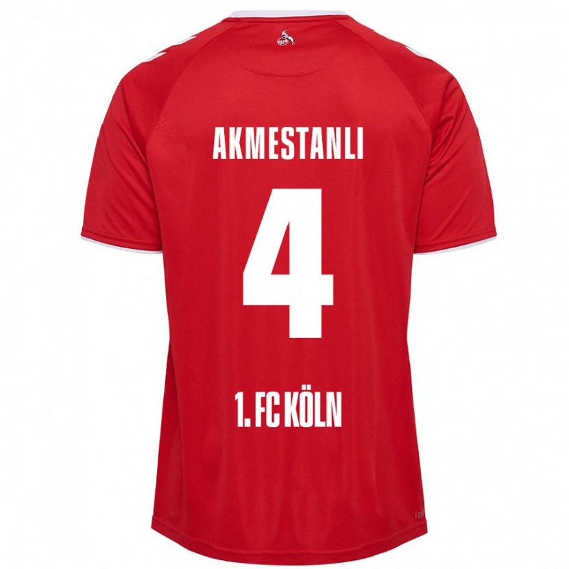 Danxen Enfant Maillot Teoman Akmestanli #4 Rouge Blanc Tenues Extérieur 2024/25 T-Shirt