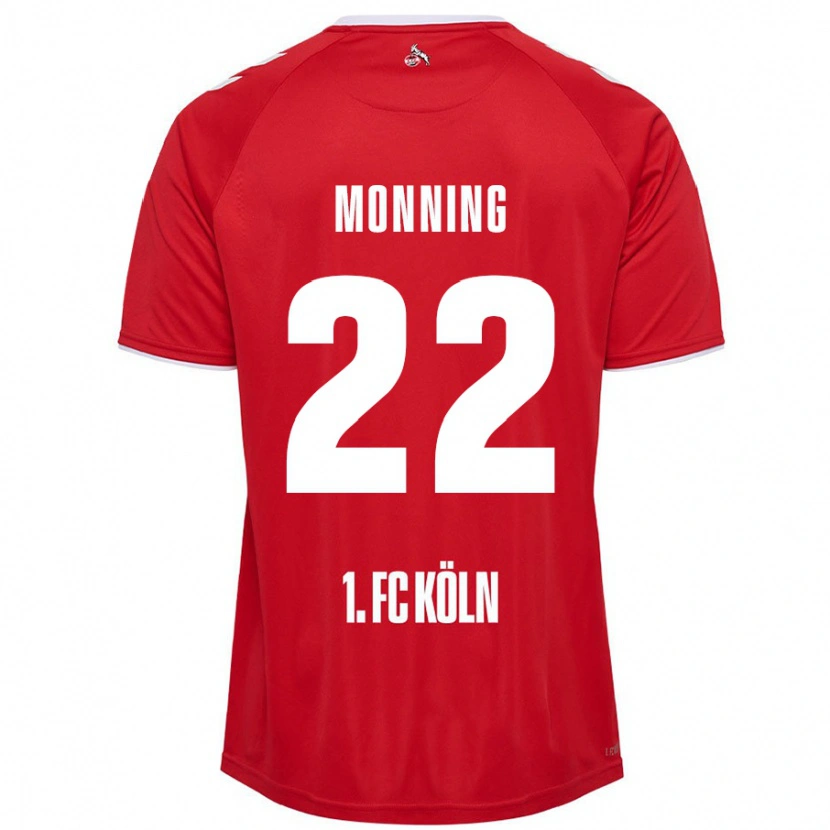 Danxen Enfant Maillot Marlon Monning #22 Rouge Blanc Tenues Extérieur 2024/25 T-Shirt