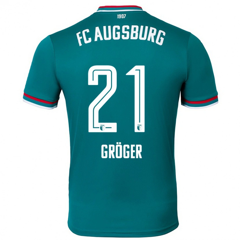 Danxen Enfant Maillot Elias Gröger #21 Vert Foncé Tenues Extérieur 2024/25 T-Shirt