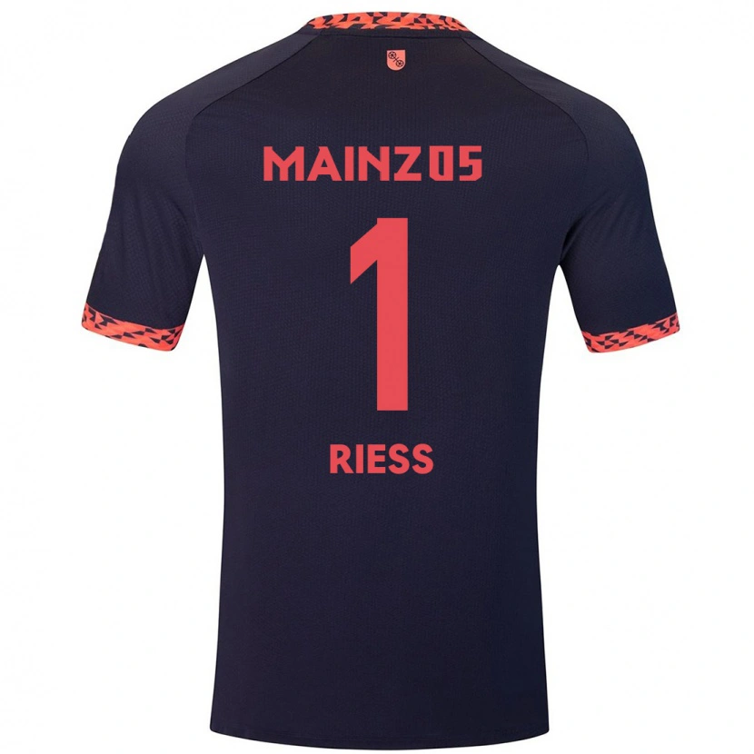 Danxen Enfant Maillot Lasse Rieß #1 Bleu Corail Rouge Tenues Extérieur 2024/25 T-Shirt