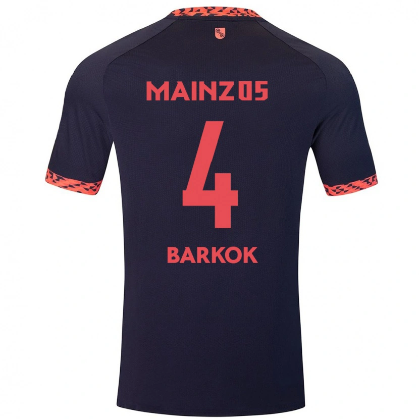 Danxen Enfant Maillot Aymen Barkok #4 Bleu Corail Rouge Tenues Extérieur 2024/25 T-Shirt