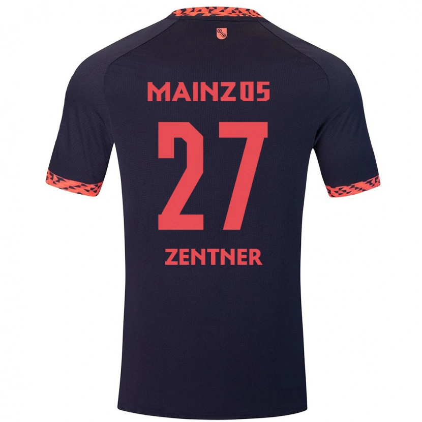 Danxen Enfant Maillot Robin Zentner #27 Bleu Corail Rouge Tenues Extérieur 2024/25 T-Shirt