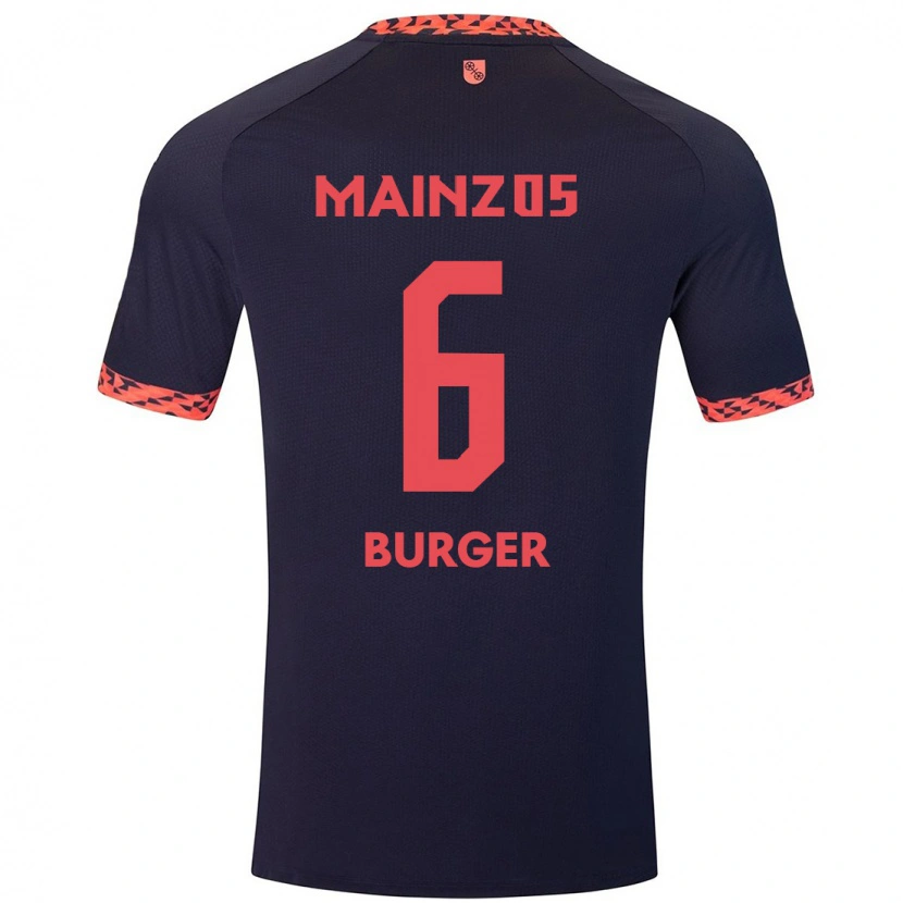 Danxen Enfant Maillot Korbinian Burger #6 Bleu Corail Rouge Tenues Extérieur 2024/25 T-Shirt