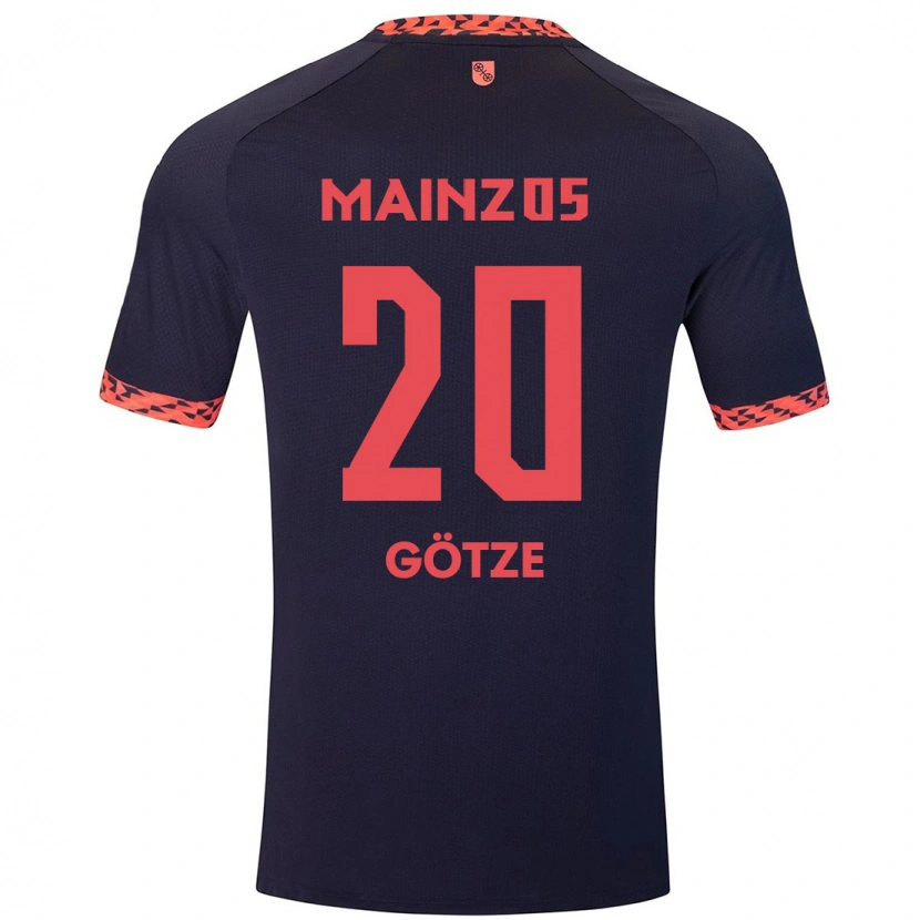 Danxen Enfant Maillot Justus Götze #20 Bleu Corail Rouge Tenues Extérieur 2024/25 T-Shirt