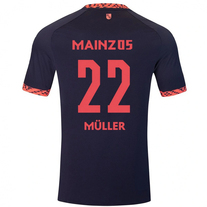 Danxen Enfant Maillot Tim Müller #22 Bleu Corail Rouge Tenues Extérieur 2024/25 T-Shirt