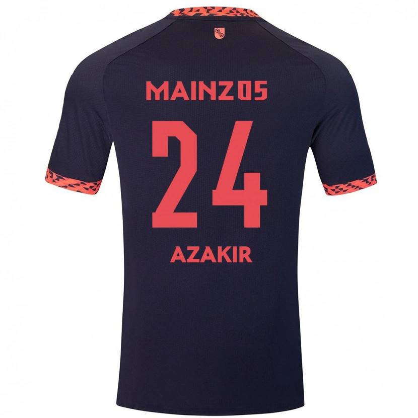 Danxen Enfant Maillot Dennis Azakir #24 Bleu Corail Rouge Tenues Extérieur 2024/25 T-Shirt