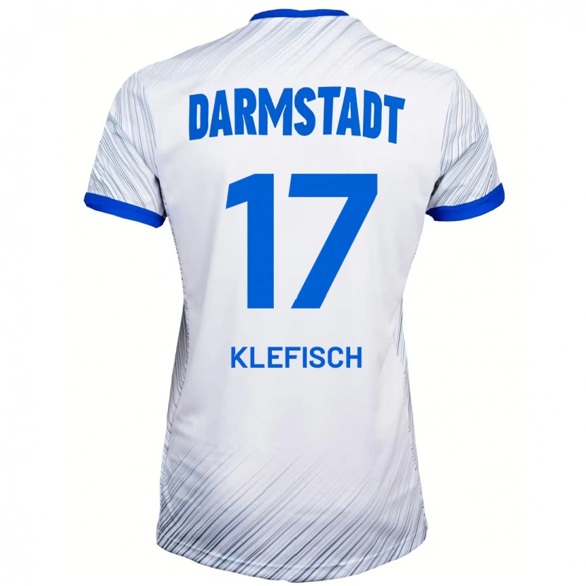 Danxen Enfant Maillot Kai Klefisch #17 Blanc Bleu Tenues Extérieur 2024/25 T-Shirt