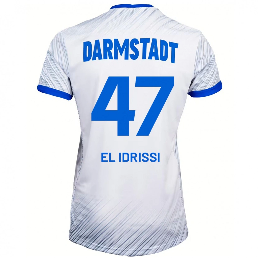 Danxen Enfant Maillot Othmane El Idrissi #47 Blanc Bleu Tenues Extérieur 2024/25 T-Shirt