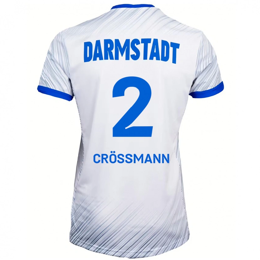 Danxen Enfant Maillot Elias Crößmann #2 Blanc Bleu Tenues Extérieur 2024/25 T-Shirt