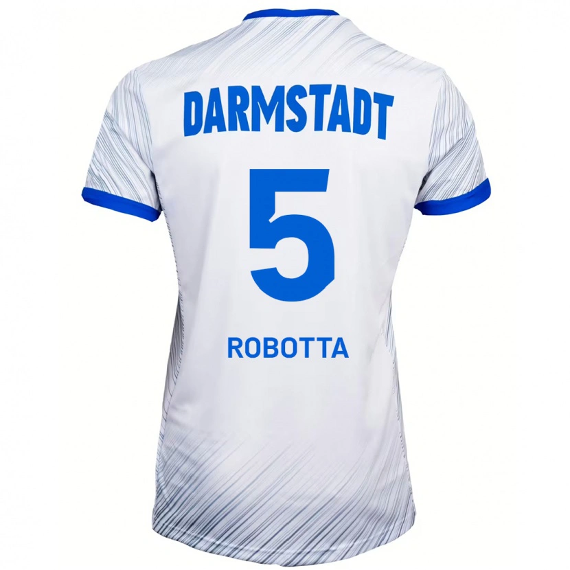 Danxen Enfant Maillot Maurizio Robotta #5 Blanc Bleu Tenues Extérieur 2024/25 T-Shirt