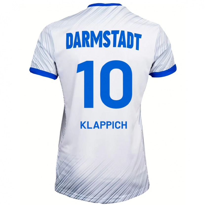 Danxen Enfant Maillot Luis Klappich #10 Blanc Bleu Tenues Extérieur 2024/25 T-Shirt