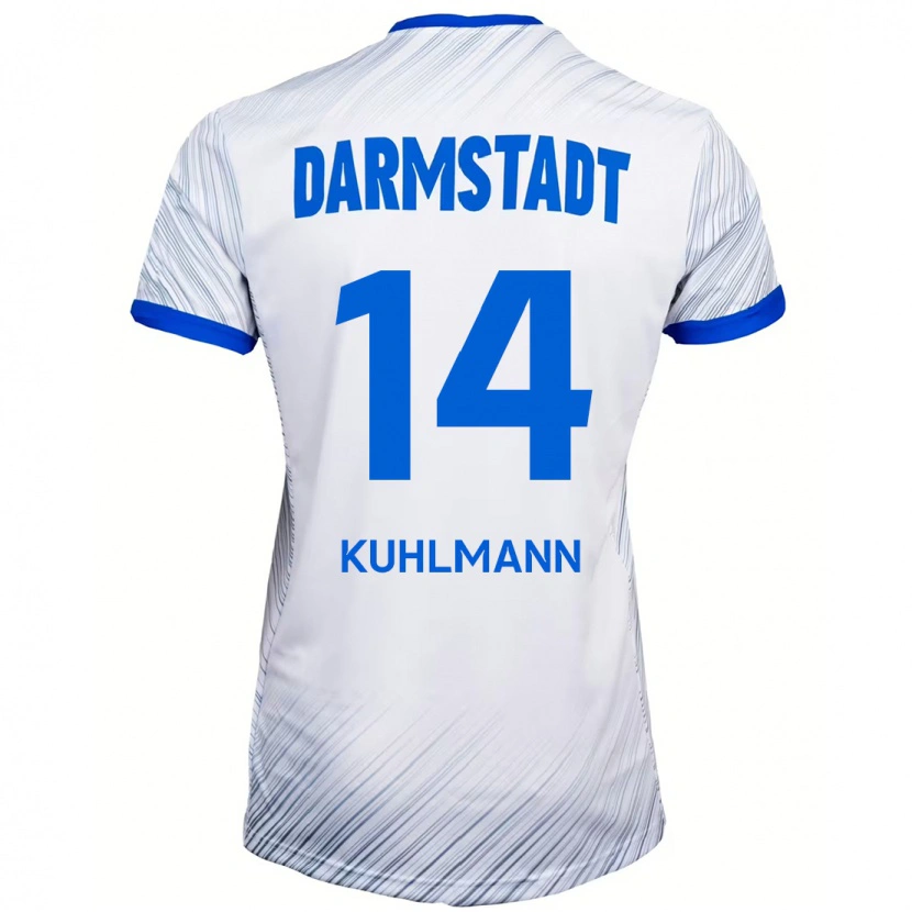 Danxen Enfant Maillot Marcel Kuhlmann #14 Blanc Bleu Tenues Extérieur 2024/25 T-Shirt