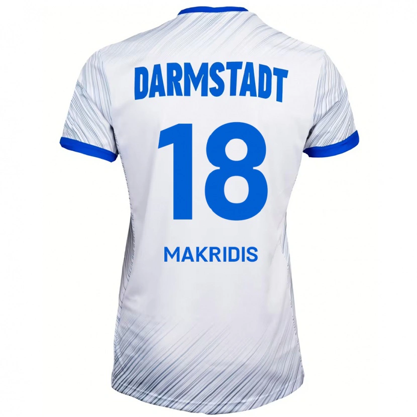 Danxen Enfant Maillot Georgios Makridis #18 Blanc Bleu Tenues Extérieur 2024/25 T-Shirt