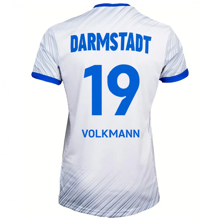 Danxen Enfant Maillot Japhet Volkmann #19 Blanc Bleu Tenues Extérieur 2024/25 T-Shirt