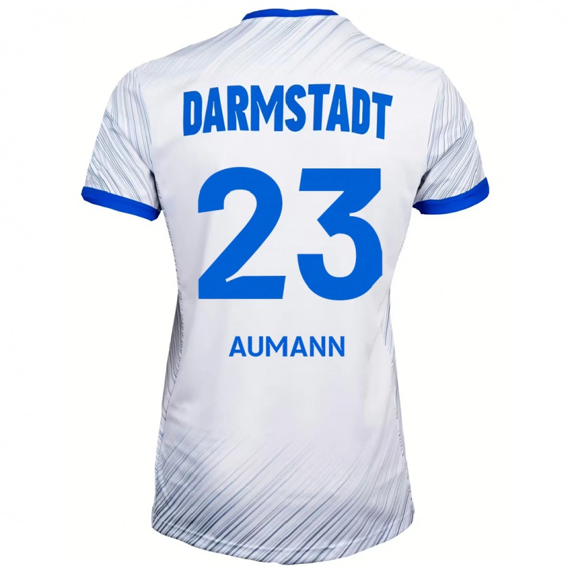 Danxen Enfant Maillot Emil Aumann #23 Blanc Bleu Tenues Extérieur 2024/25 T-Shirt