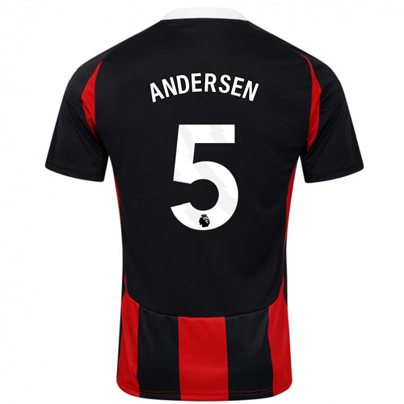 Danxen Enfant Maillot Joachim Andersen #5 Noir Rouge Tenues Extérieur 2024/25 T-Shirt