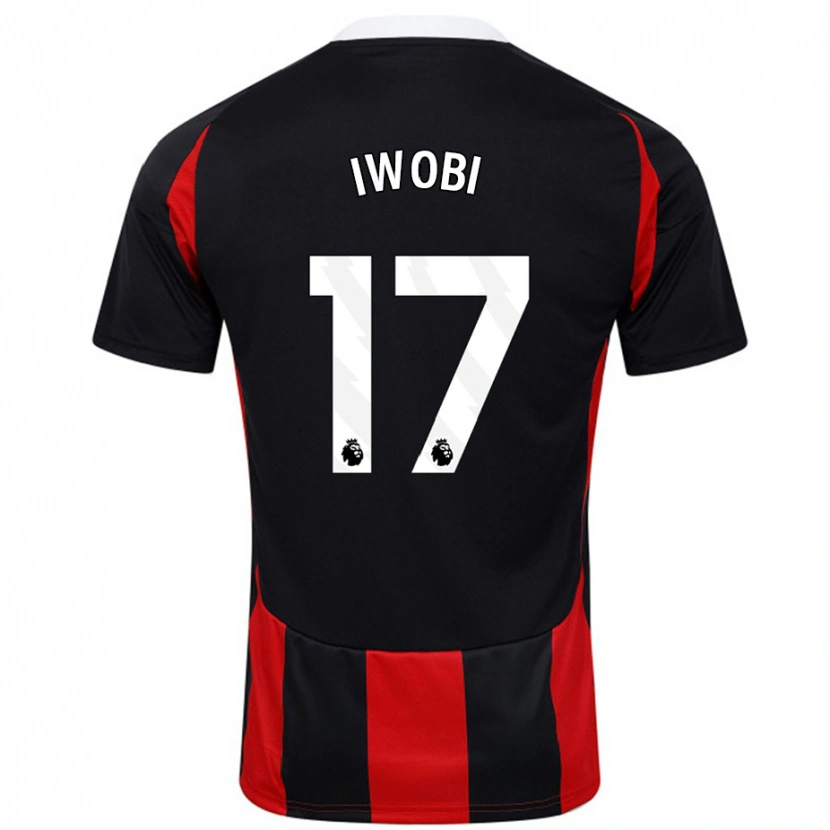 Danxen Enfant Maillot Alex Iwobi #17 Noir Rouge Tenues Extérieur 2024/25 T-Shirt