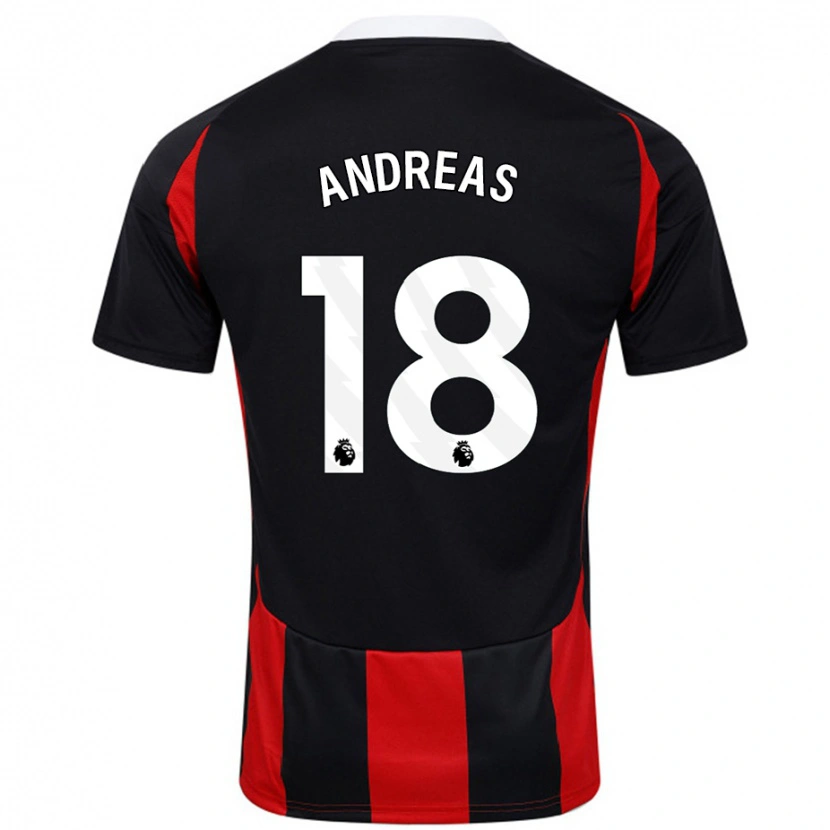 Danxen Enfant Maillot Andreas Pereira #18 Noir Rouge Tenues Extérieur 2024/25 T-Shirt