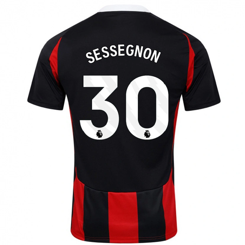 Danxen Enfant Maillot Ryan Sessegnon #30 Noir Rouge Tenues Extérieur 2024/25 T-Shirt