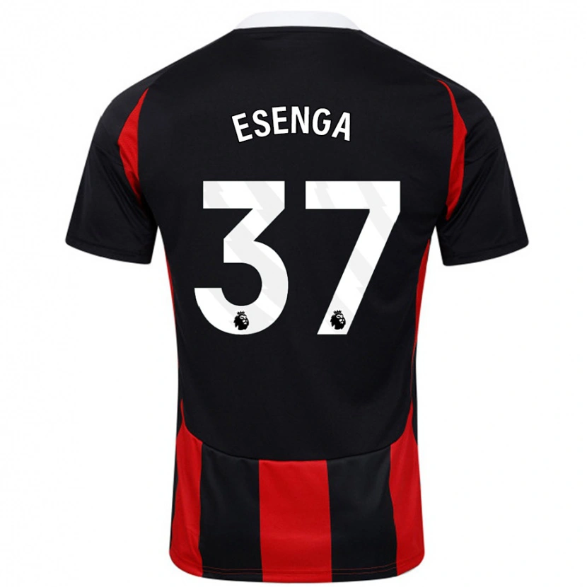 Danxen Enfant Maillot Jonathan Esenga #37 Noir Rouge Tenues Extérieur 2024/25 T-Shirt