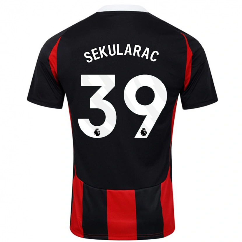 Danxen Enfant Maillot Kristian Sekularac #39 Noir Rouge Tenues Extérieur 2024/25 T-Shirt