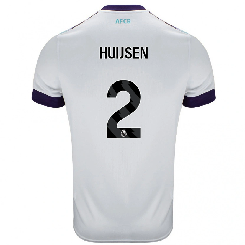 Danxen Enfant Maillot Dean Huijsen #2 Blanc Vert Violet Tenues Extérieur 2024/25 T-Shirt