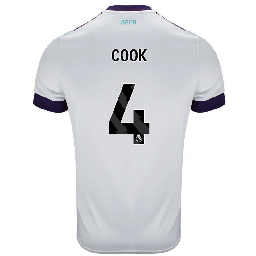 Danxen Enfant Maillot Lewis Cook #4 Blanc Vert Violet Tenues Extérieur 2024/25 T-Shirt