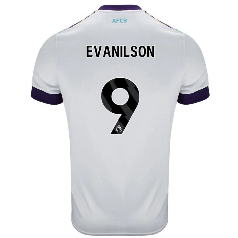 Danxen Enfant Maillot Evanilson #9 Blanc Vert Violet Tenues Extérieur 2024/25 T-Shirt