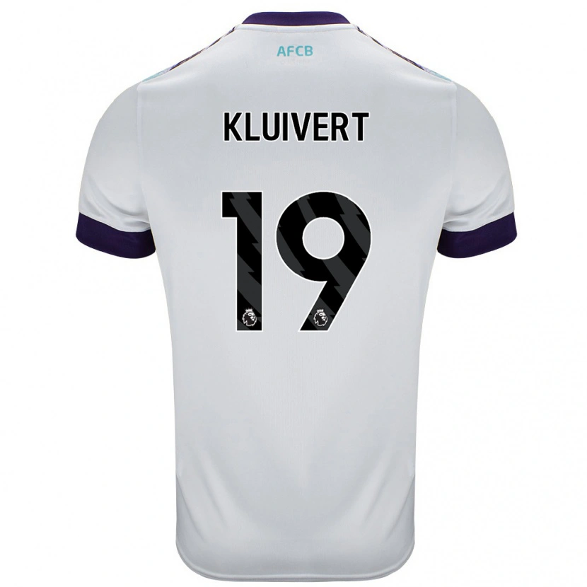 Danxen Enfant Maillot Justin Kluivert #19 Blanc Vert Violet Tenues Extérieur 2024/25 T-Shirt