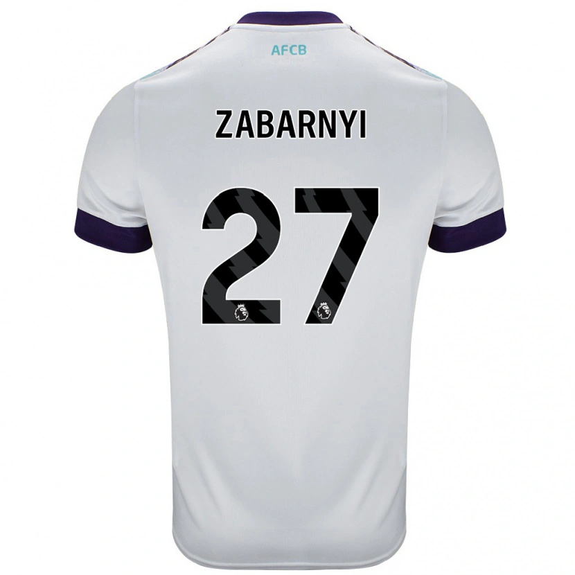 Danxen Enfant Maillot Ilya Zabarnyi #27 Blanc Vert Violet Tenues Extérieur 2024/25 T-Shirt