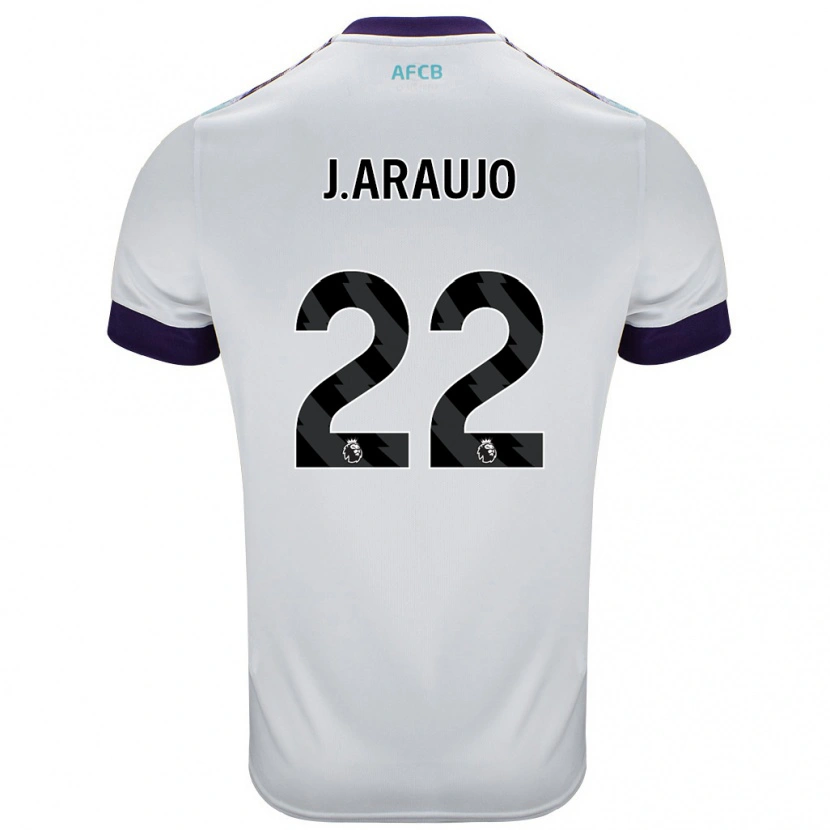 Danxen Enfant Maillot Julián Araujo #28 Blanc Vert Violet Tenues Extérieur 2024/25 T-Shirt