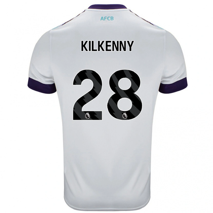 Danxen Enfant Maillot Gavin Kilkenny #28 Blanc Vert Violet Tenues Extérieur 2024/25 T-Shirt