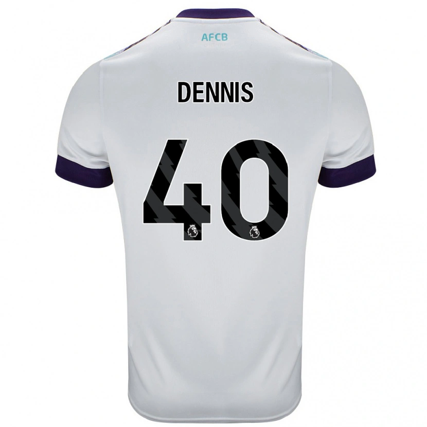 Danxen Enfant Maillot Will Dennis #40 Blanc Vert Violet Tenues Extérieur 2024/25 T-Shirt