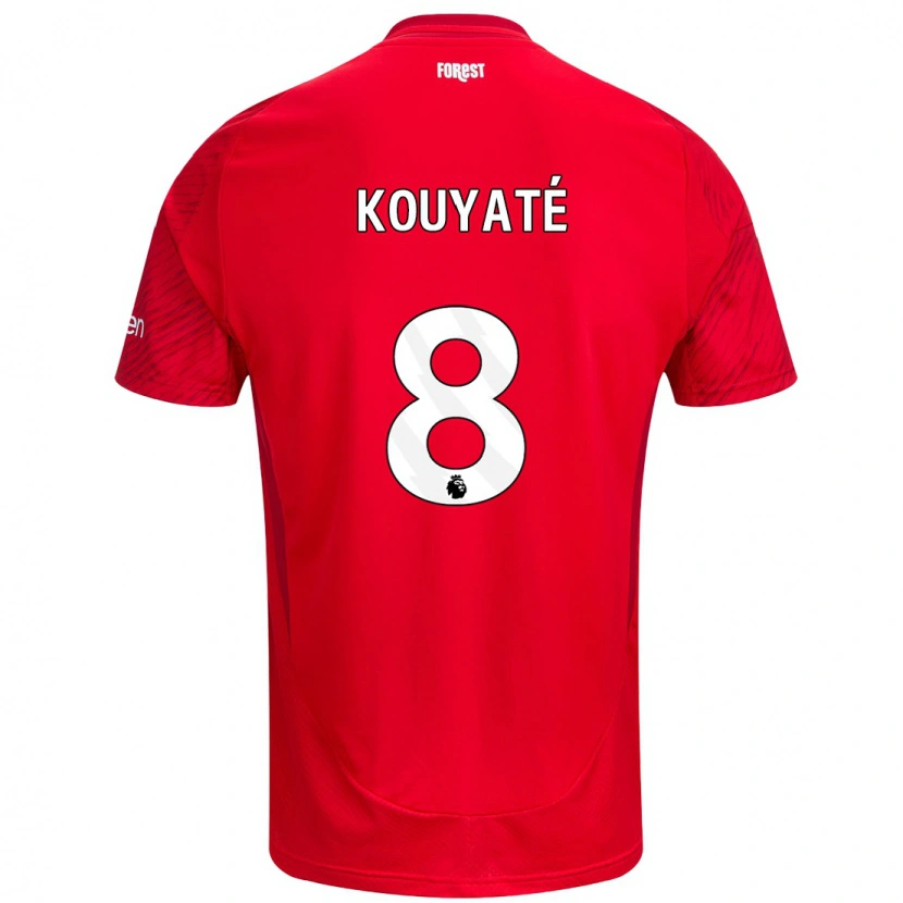 Danxen Homme Maillot Cheikhou Kouyaté #8 Rouge Blanc Tenues Domicile 2024/25 T-Shirt