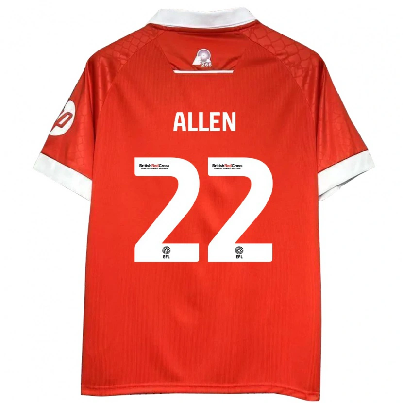 Danxen Homme Maillot Keren Allen #22 Rouge Blanc Tenues Domicile 2024/25 T-Shirt