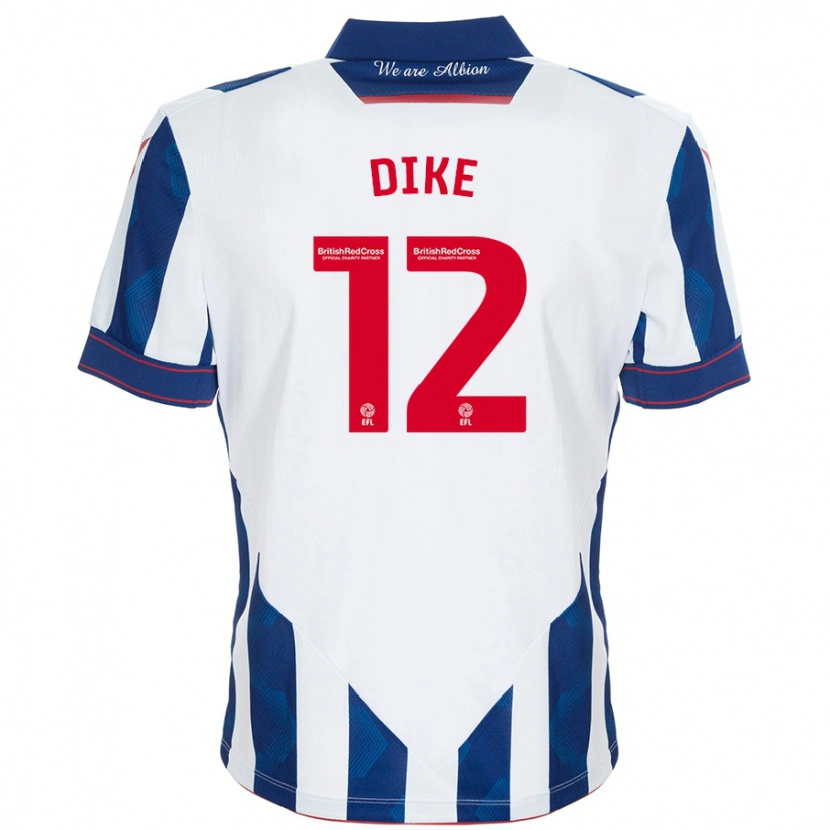 Danxen Homme Maillot Daryl Dike #12 Blanc Bleu Foncé Tenues Domicile 2024/25 T-Shirt